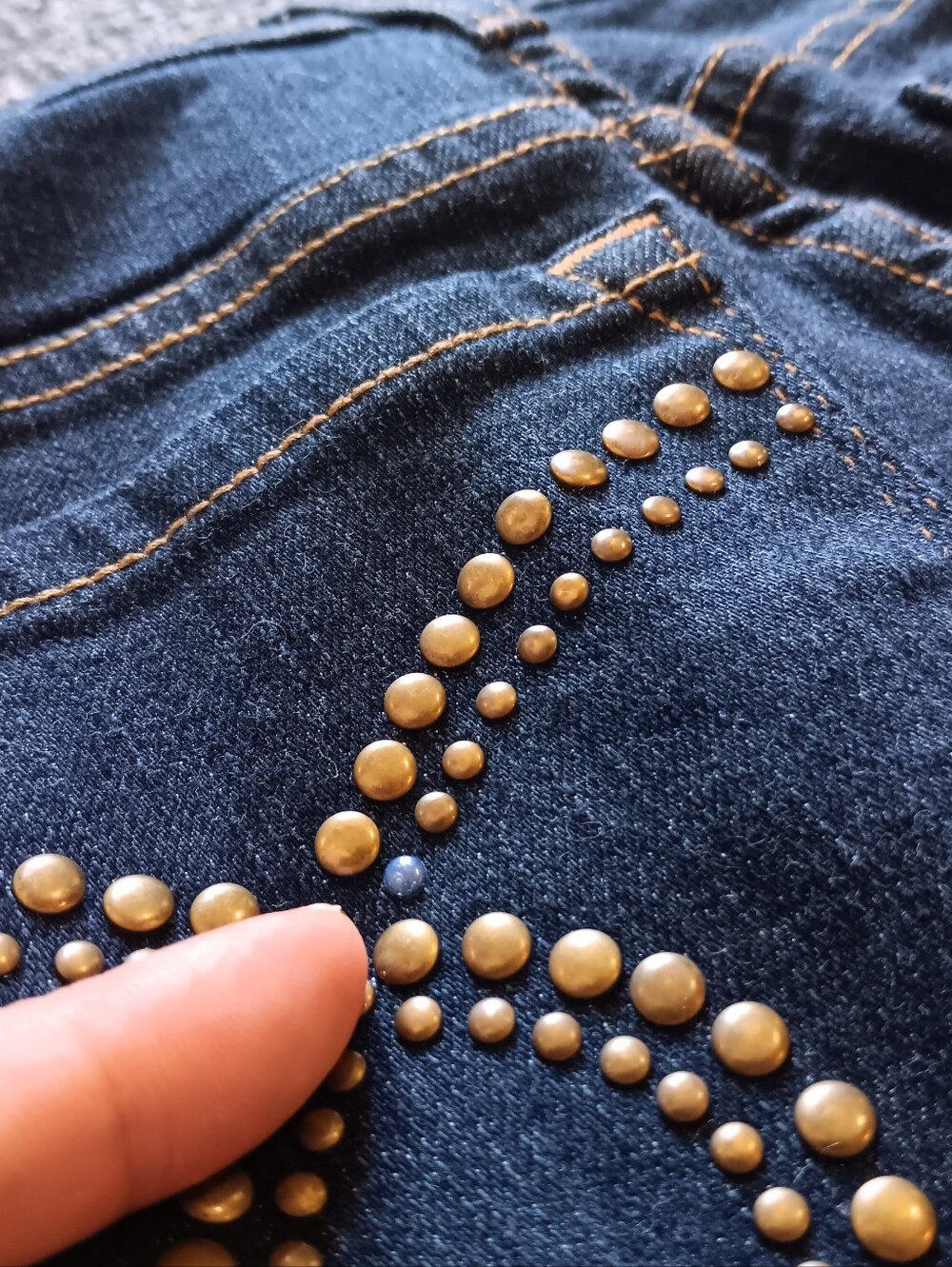 NYDJ Blue Studded Pocket Womens Jeans Size 6P, Bootcut Flare - Picture 6 of 14